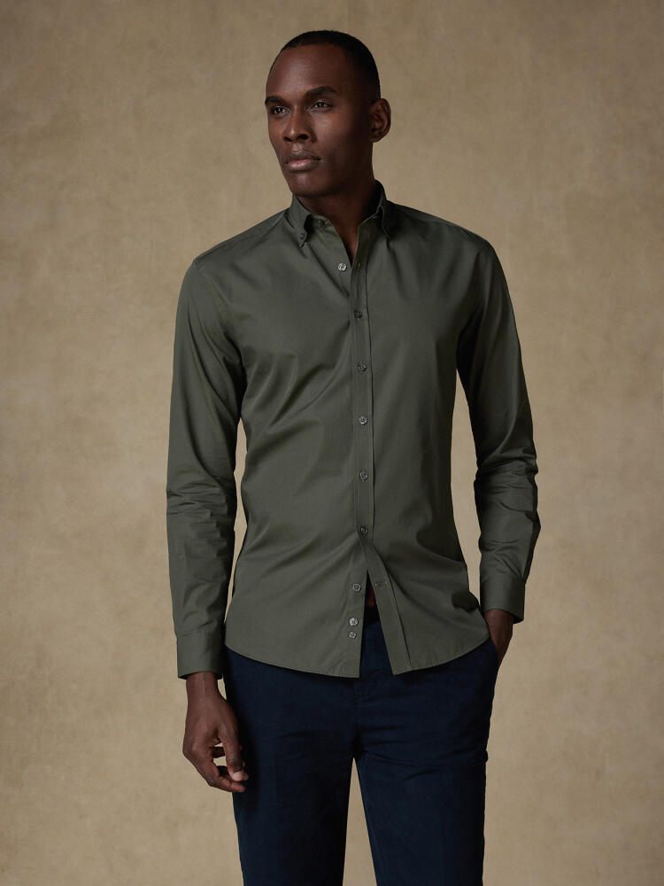 Khaki geruit overhemd - Button down Kraag