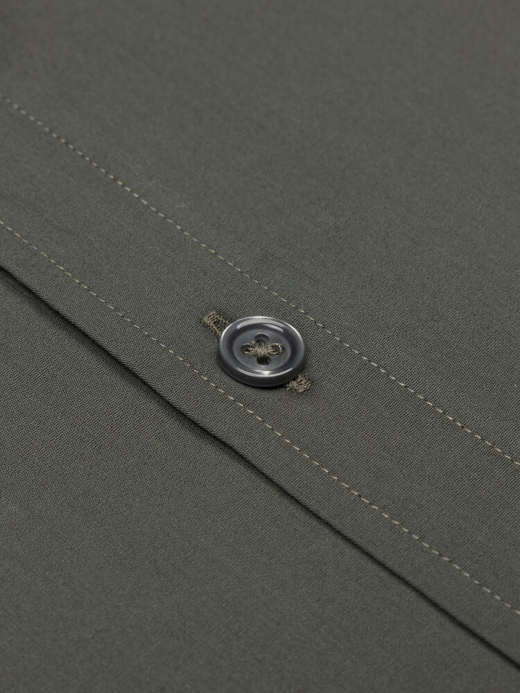 Khaki-Popeline-Hemd - Button down Kragen