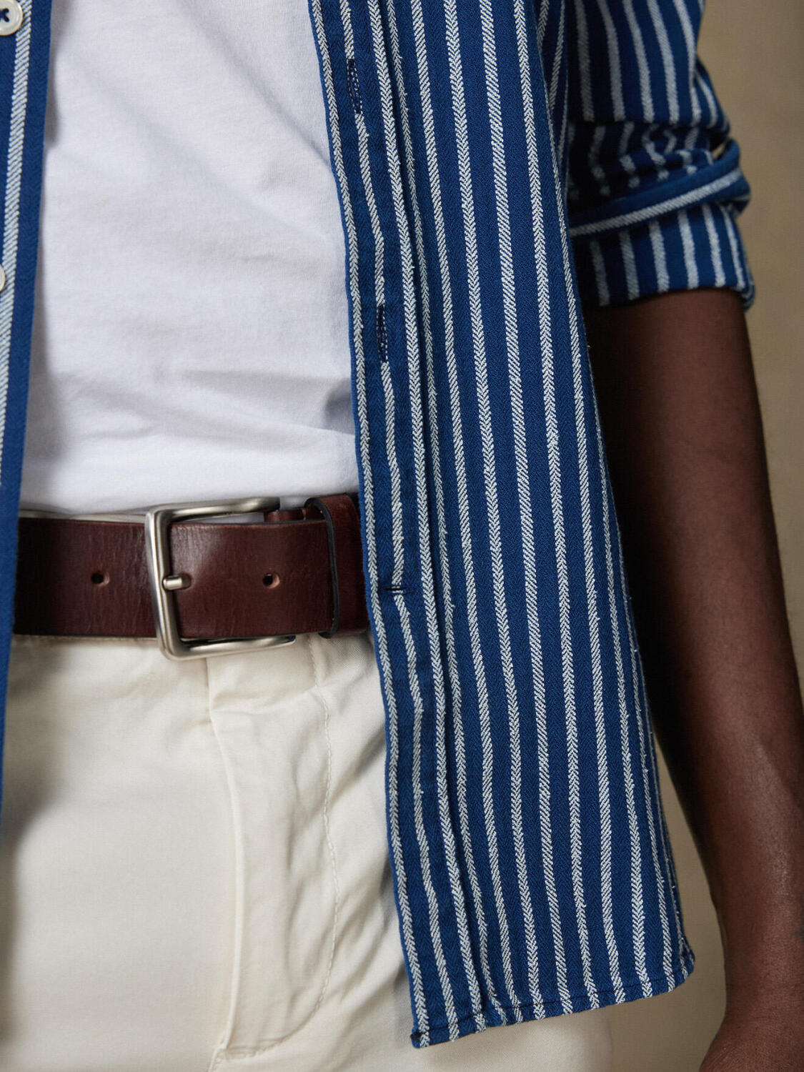 Chemise Rag à rayures indigo  - Col Boutonné