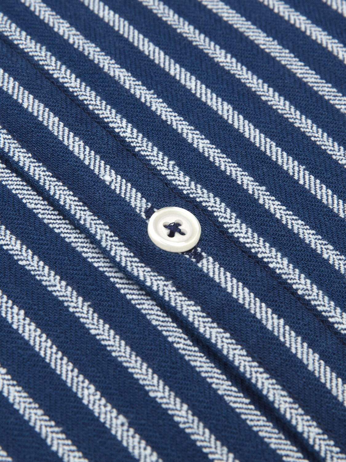 Chemise Rag à rayures indigo  - Col Boutonné
