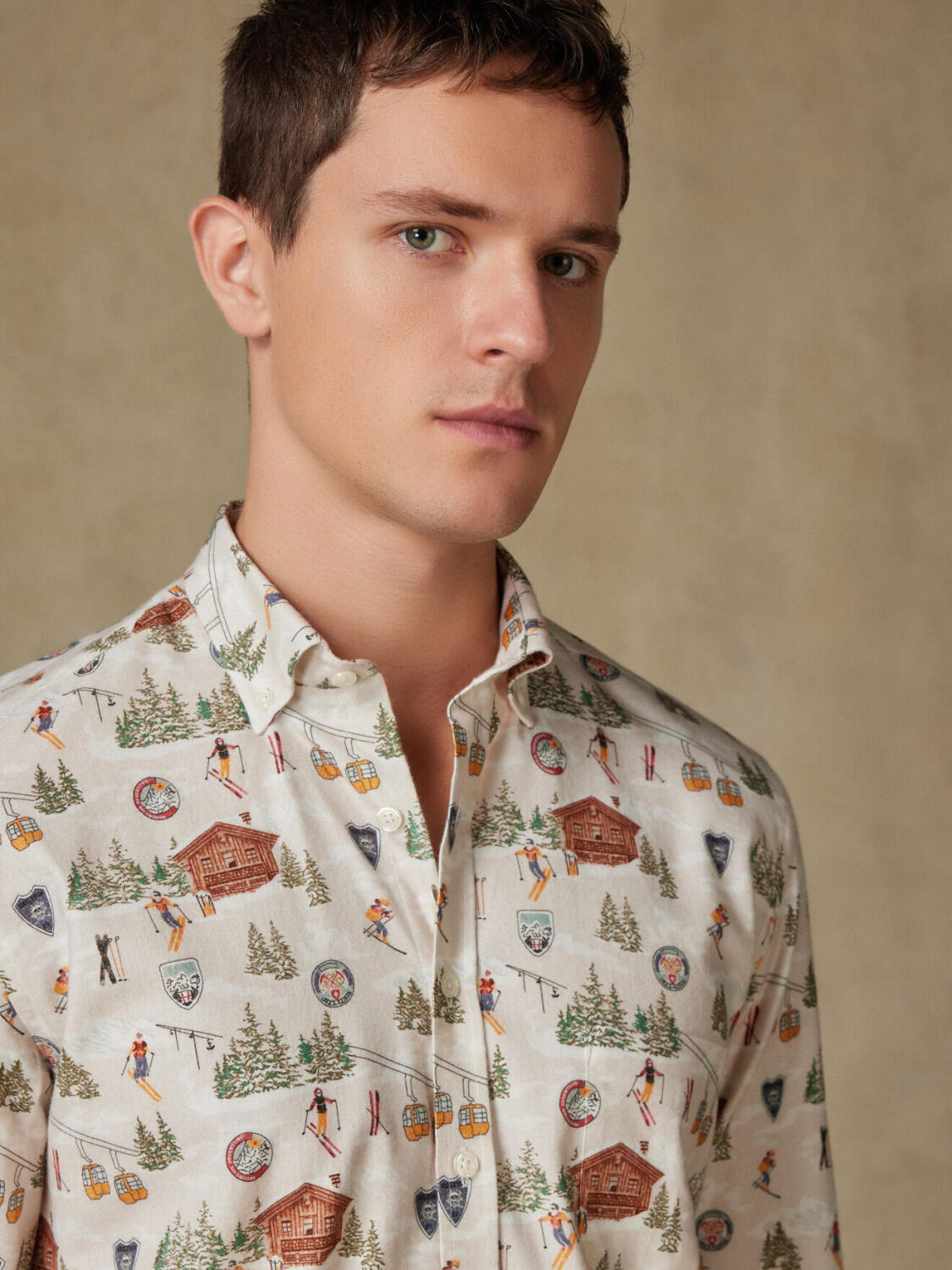 Hemd Riddle mit alpinem Aufdruck  - Buttondown Kragen