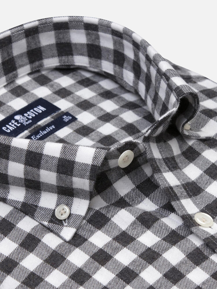 Rob Flanellhemd anthrazit - Button down Kragen