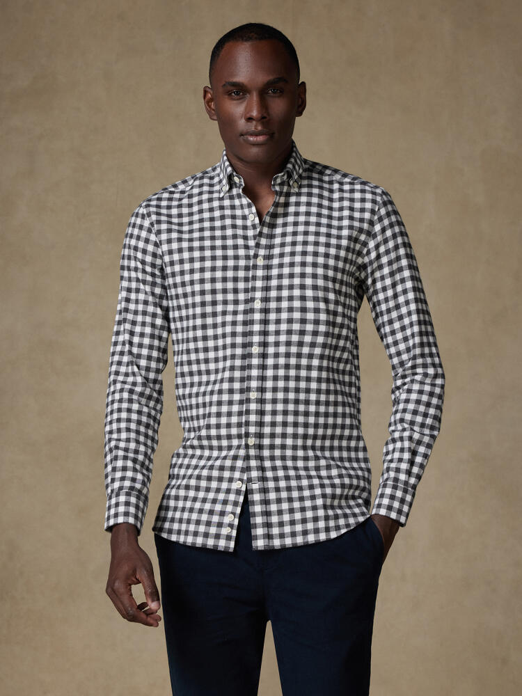 Rob Charcoal Checkered Flannel shirt - Buttoned down collar