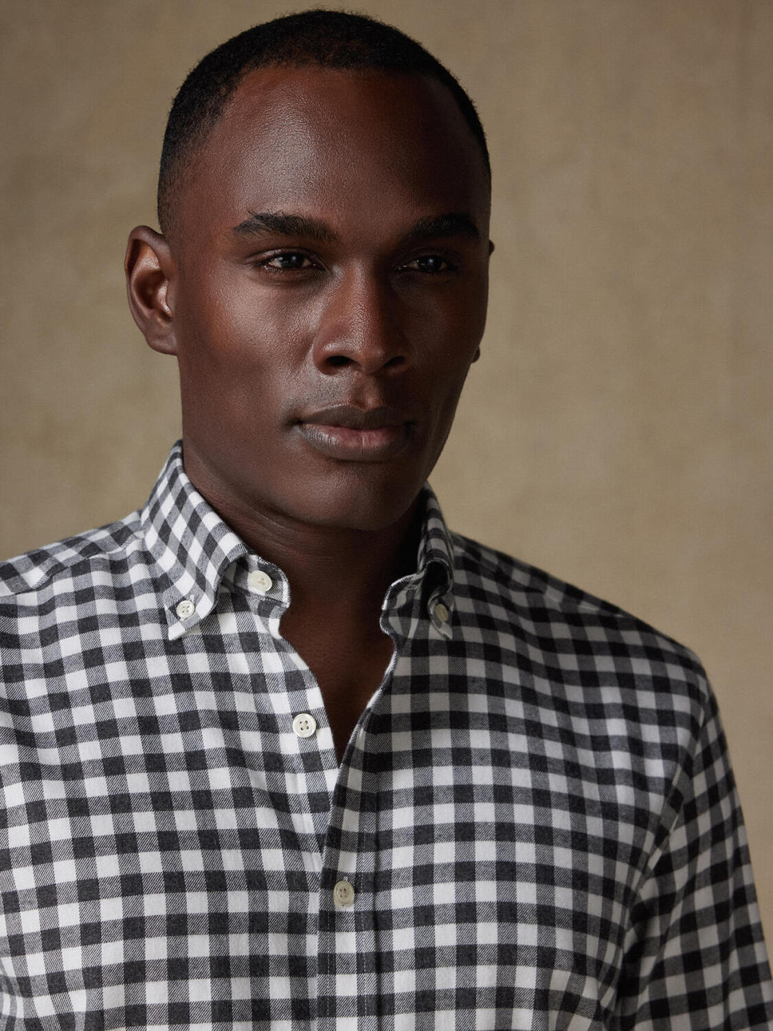 Chemise Rob en flanelle &agrave; carreaux anthracite - Col Boutonn&eacute;