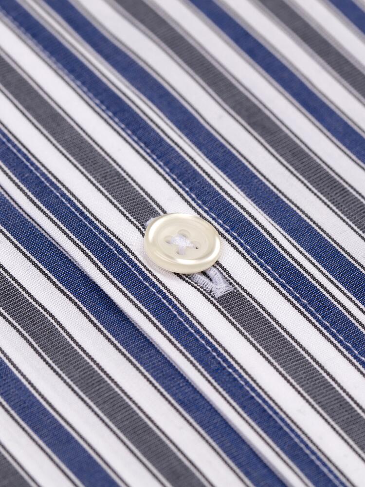 Robin navy and grey striped shirt - Button-down collar