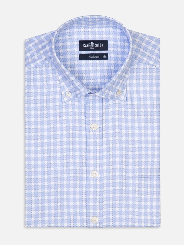 Chemise Rod à carreaux ciel - Col Boutonné