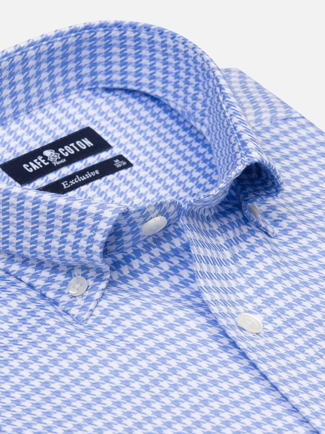 Ross sky blue checked shirt - Button-down collar