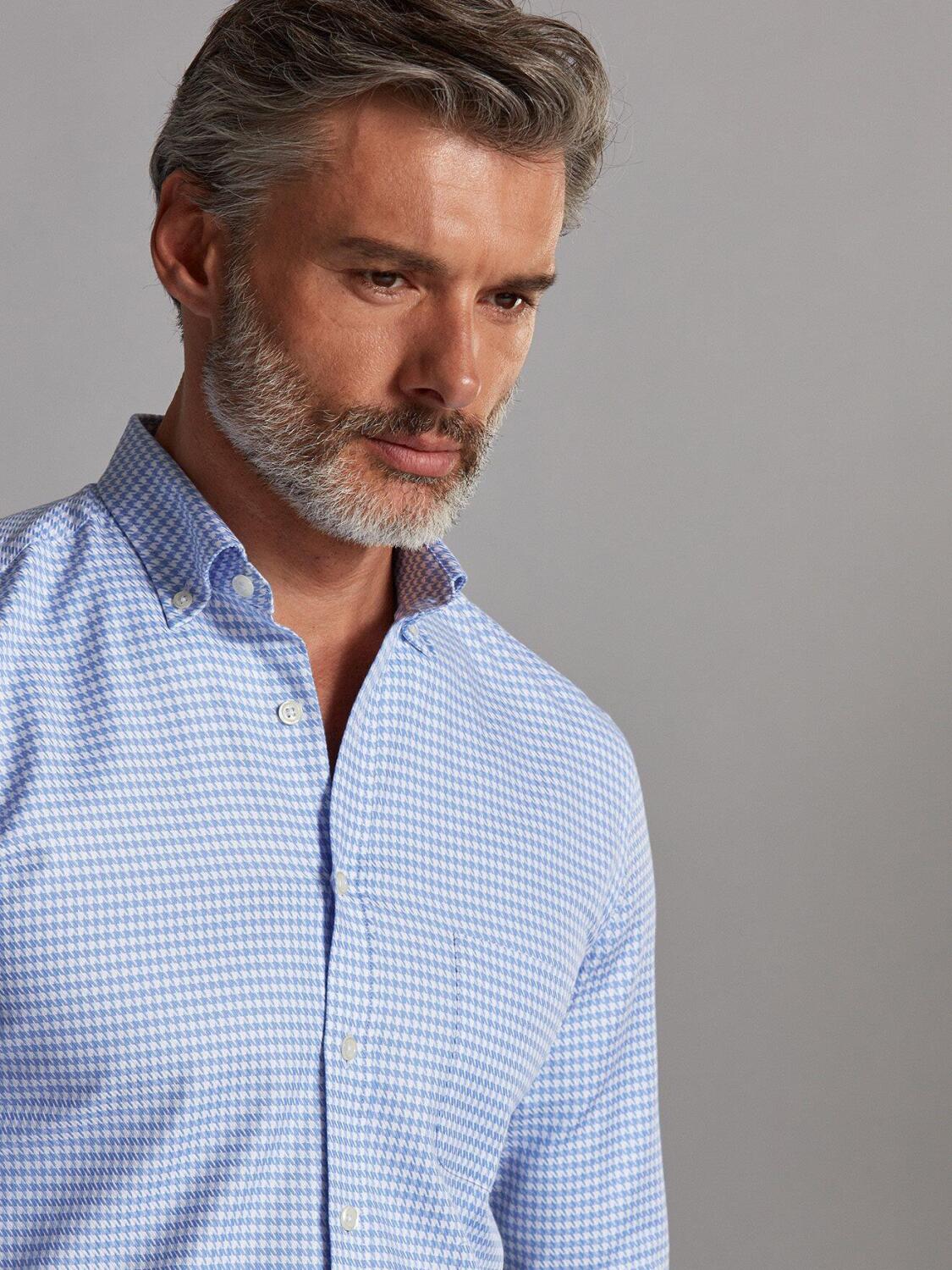 Ross sky blue checked shirt - Button-down collar