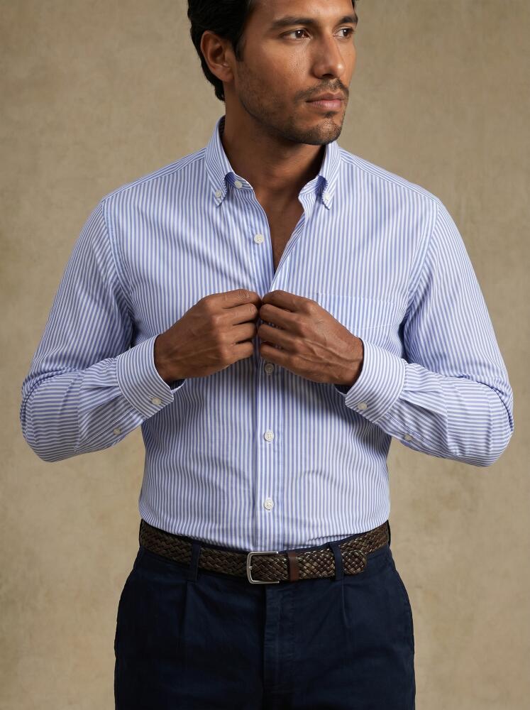 Sawyer Gestreiftes Hemd Hellblau &ndash; Button-down-Kragen