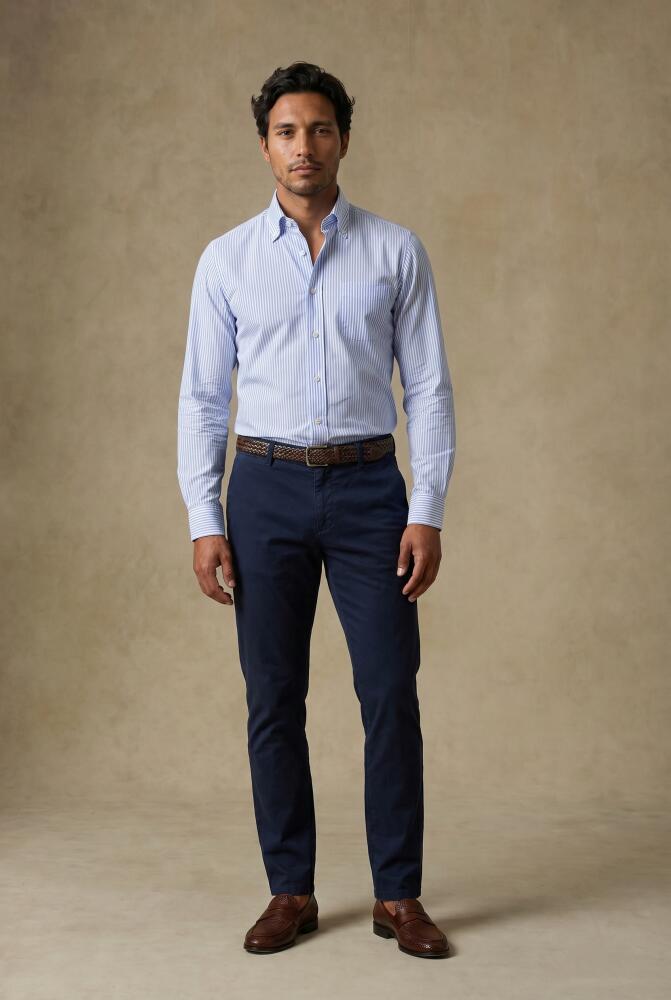 Sawyer Gestreiftes Hemd Hellblau &ndash; Button-down-Kragen