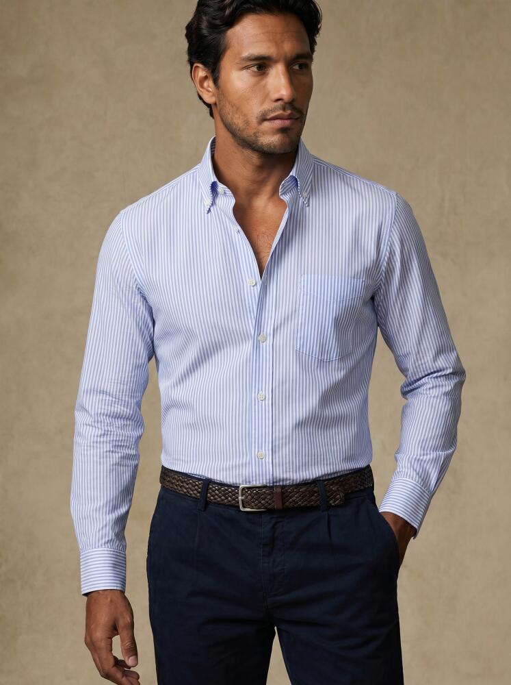 Sawyer Gestreiftes Hemd Hellblau &ndash; Button-down-Kragen