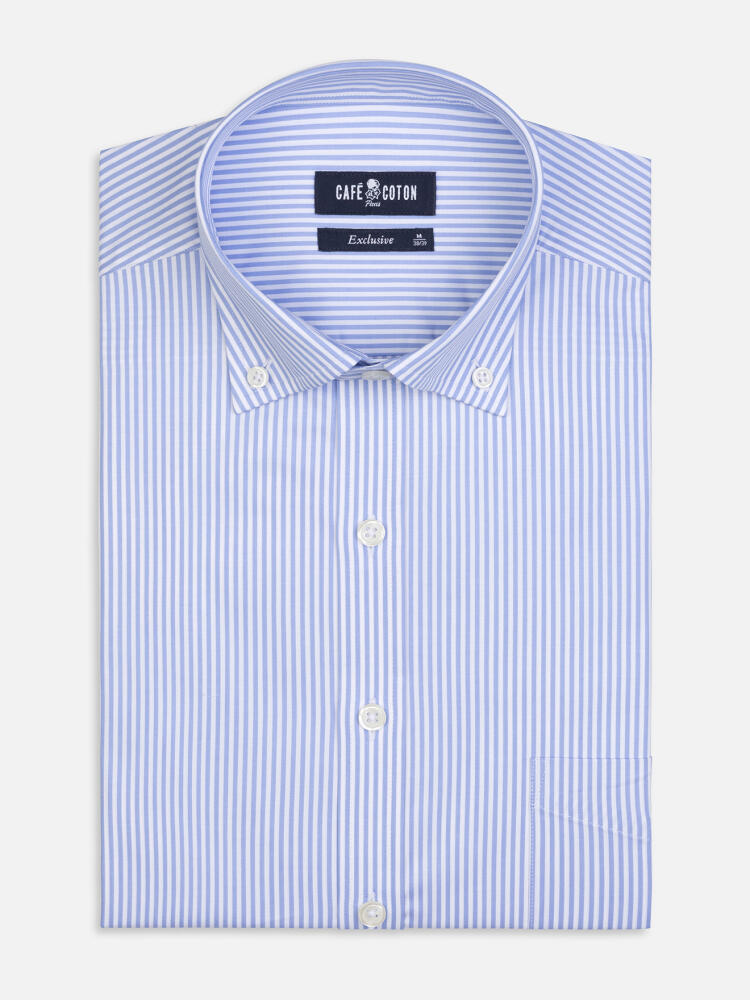 Sawyer Gestreiftes Hemd Hellblau &ndash; Button-down-Kragen