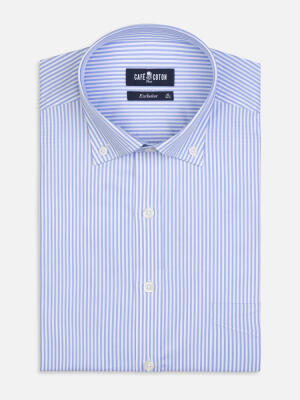 Sawyer Sky Blue Striped Shirt - Button-Down Collar