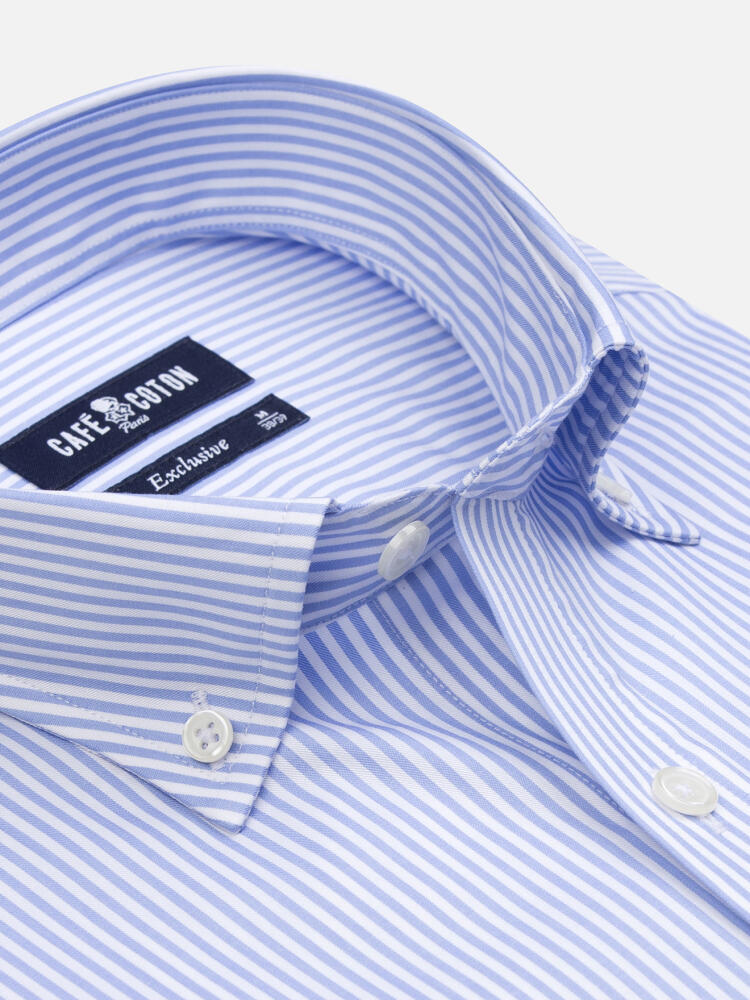 Sawyer Gestreiftes Hemd Hellblau &ndash; Button-down-Kragen