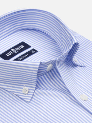 Sawyer Sky Blue Striped Shirt - Button-Down Collar