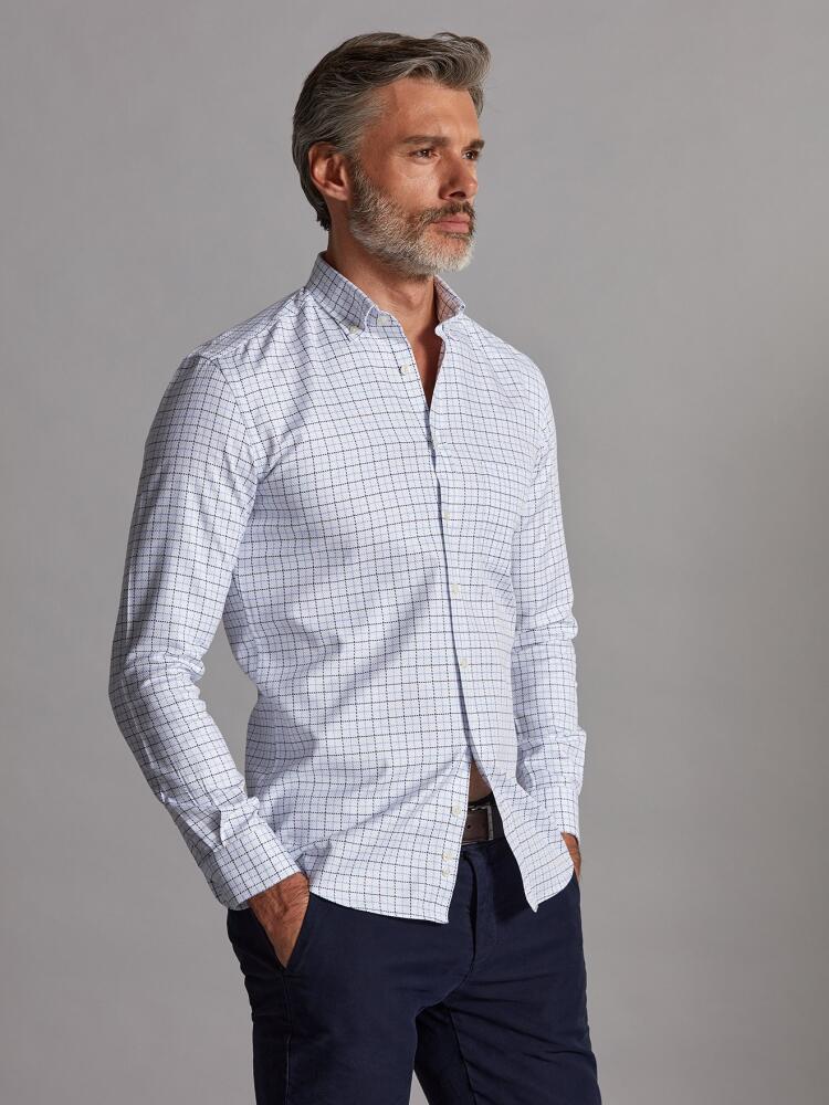 Chemise Sean à carreaux marine et ciel - Col Boutonné