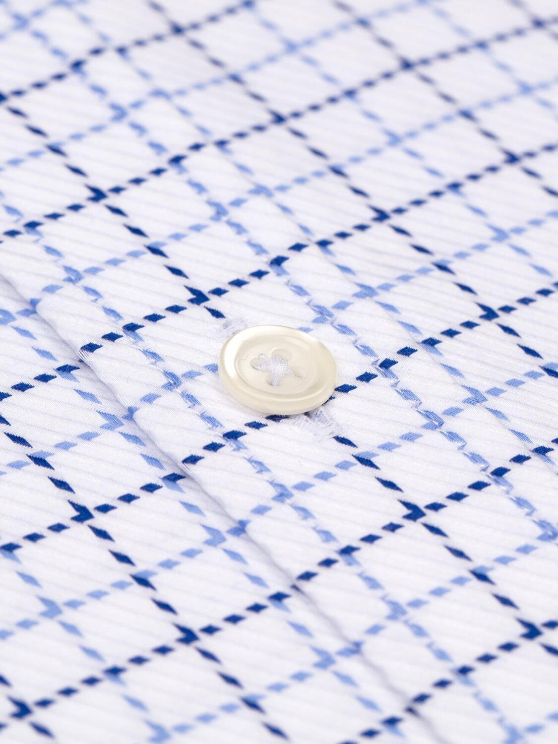 Chemise Sean &agrave; carreaux marine et ciel - Col Boutonn&eacute;