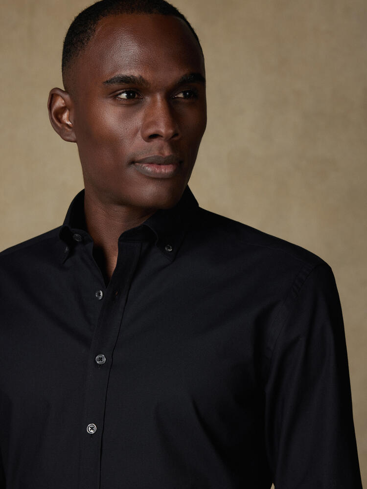 Chemise cintrée Alban noire - Col Boutonné