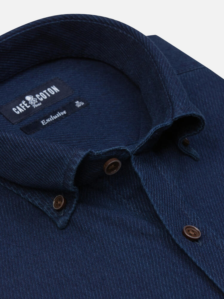 Alford-Tailliertes Tailliertes Hemd aus Indigo-Twill - Buttondown Kragen