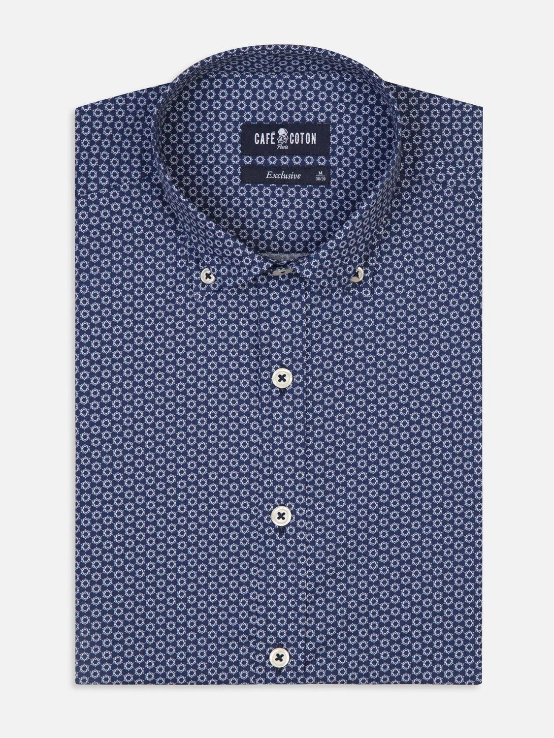 Chemise cintrée Alvin marine à motifs imprimés - Col Boutonné