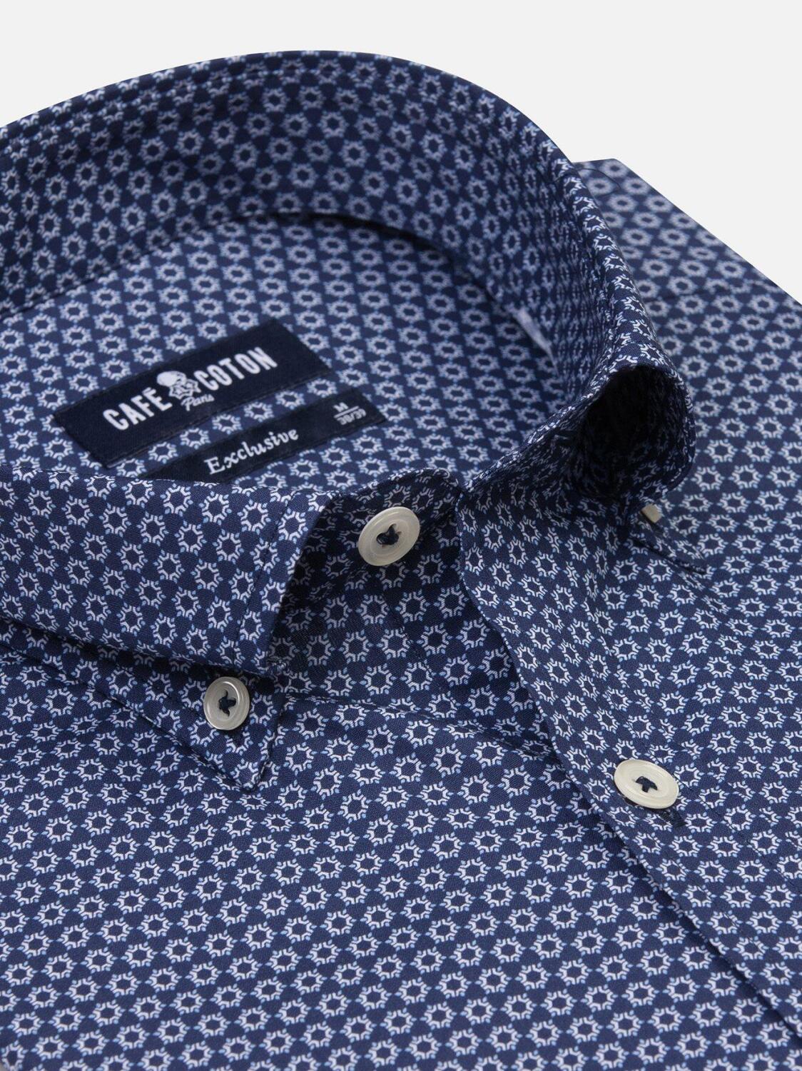 Chemise cintrée Alvin marine à motifs imprimés - Col Boutonné