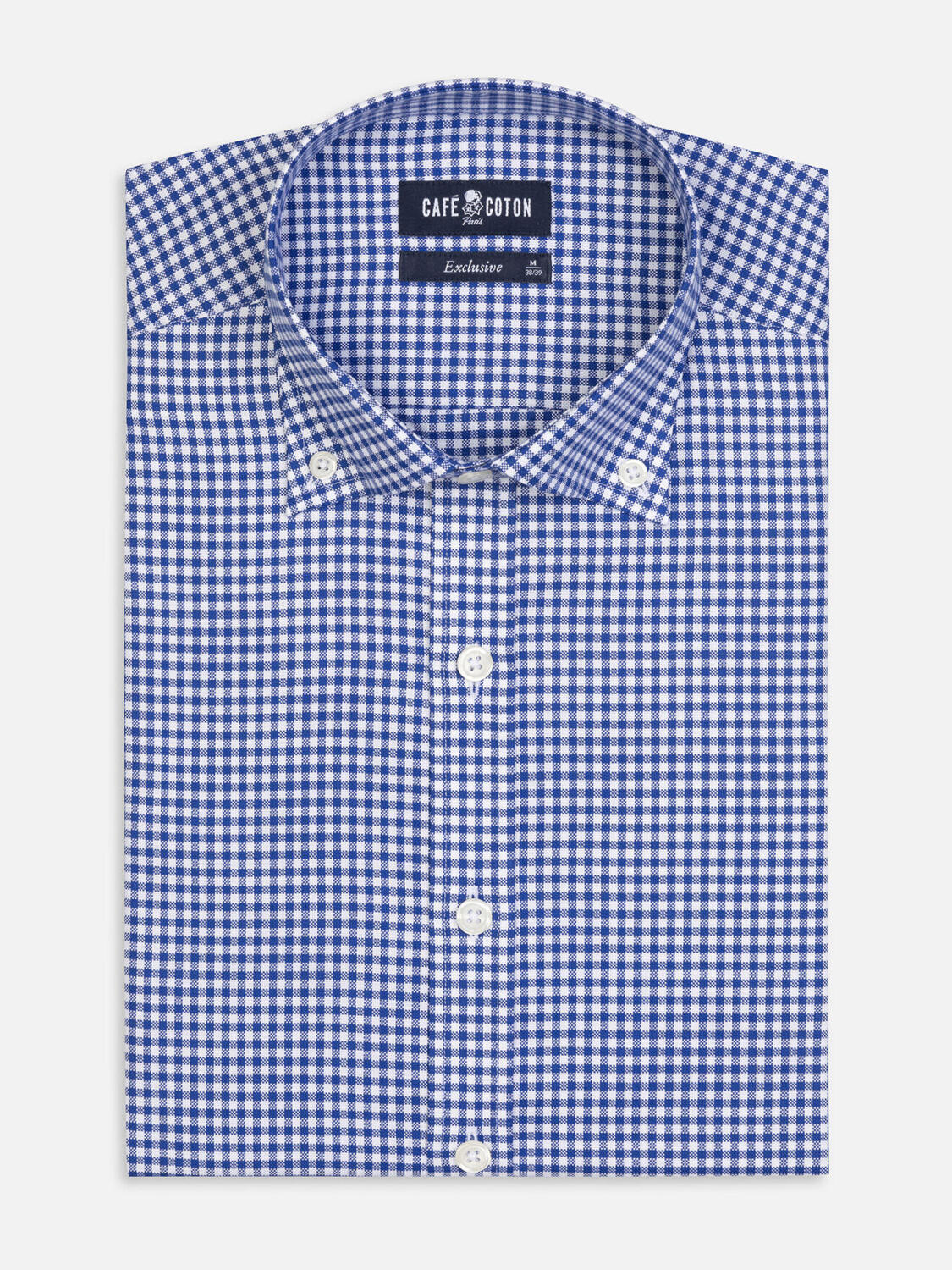 Anthony overhemd in marine geruit - Button-down kraag