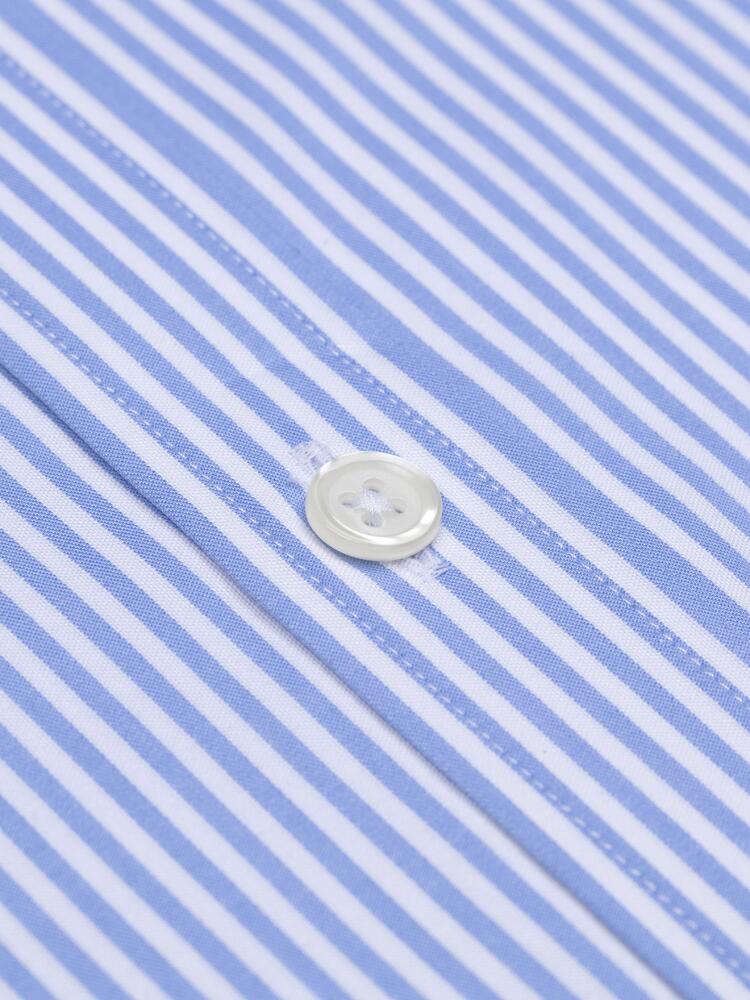 Barney sky blue stripe slim fit shirt - Button Down Collar