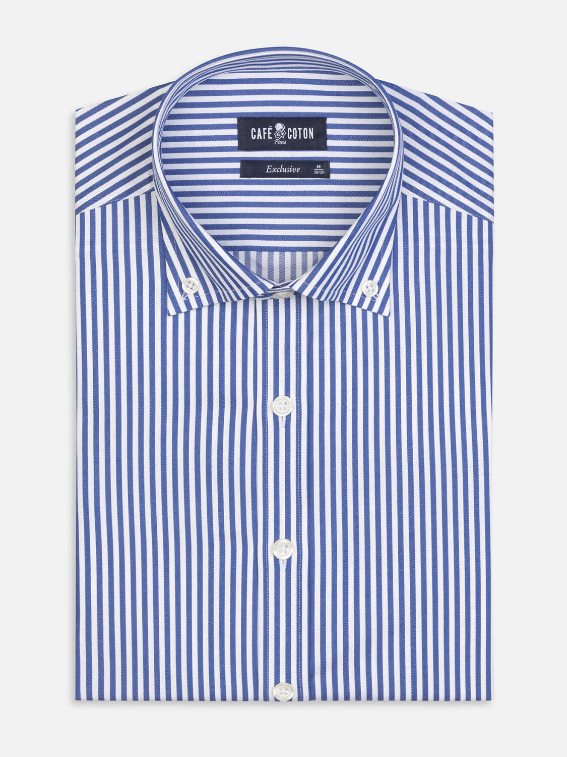 Chemise cintrée Barry à rayures marine- Col Boutonné