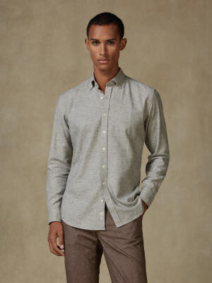 Bill flannel slim fit shirt - Button-down collar