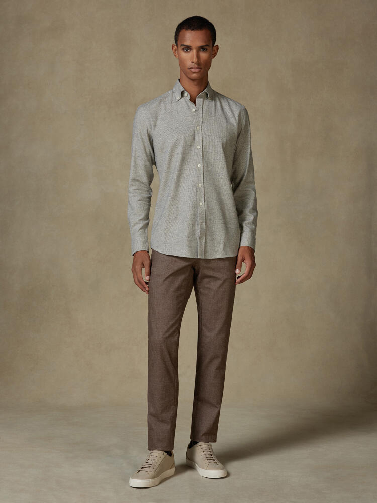Camicia slim fit Bill in flanella - Cuello button-down