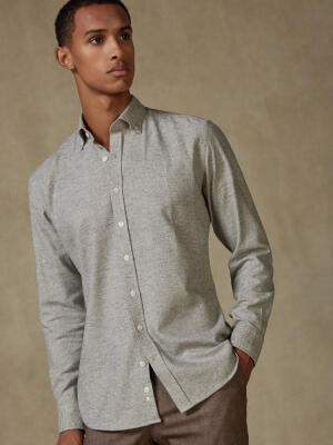 Bill flannel slim fit shirt - Button-down collar