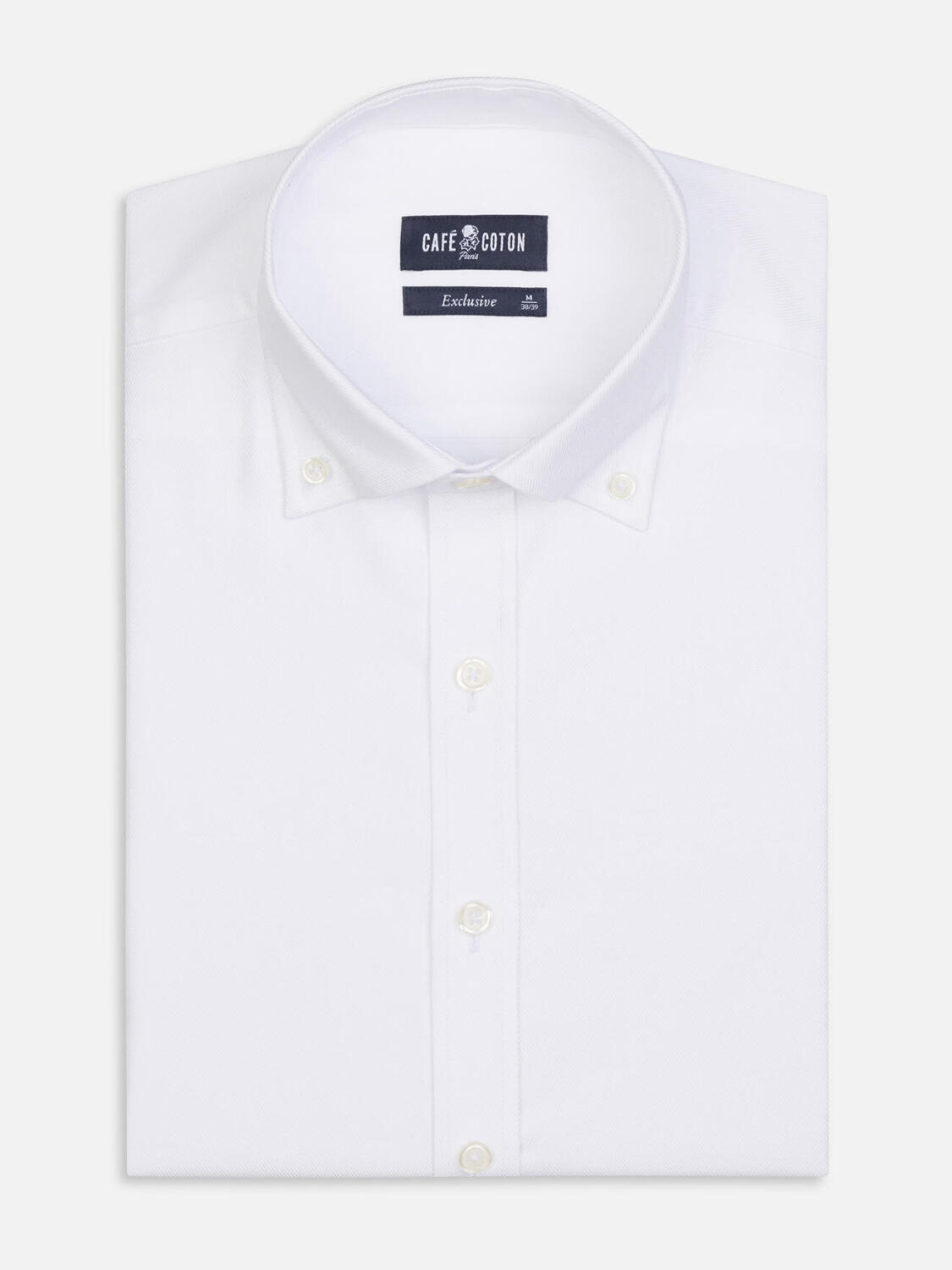 Chemise cintrée Bolton blanche en coton & lyocell - Col Boutonné