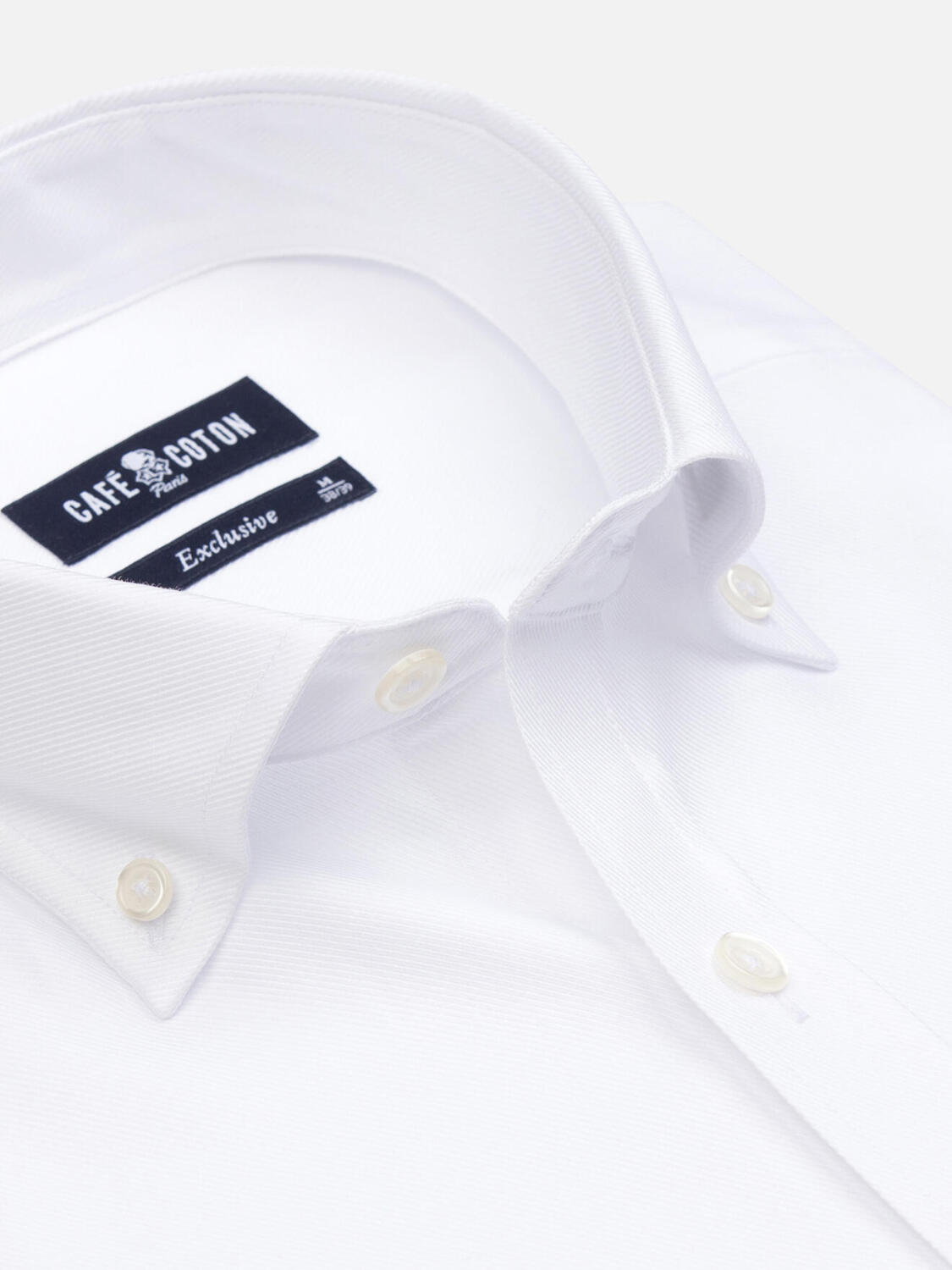 Chemise cintrée Bolton blanche en coton & lyocell - Col Boutonné