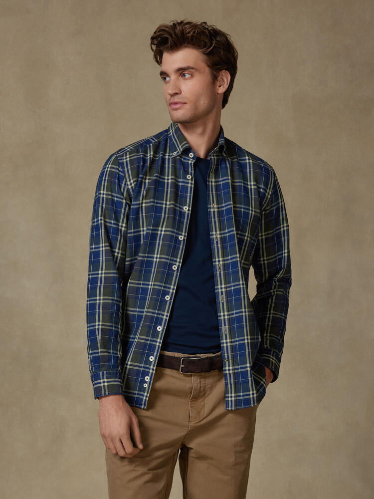 Overhemd Boxy in indigo - Button-down kraag