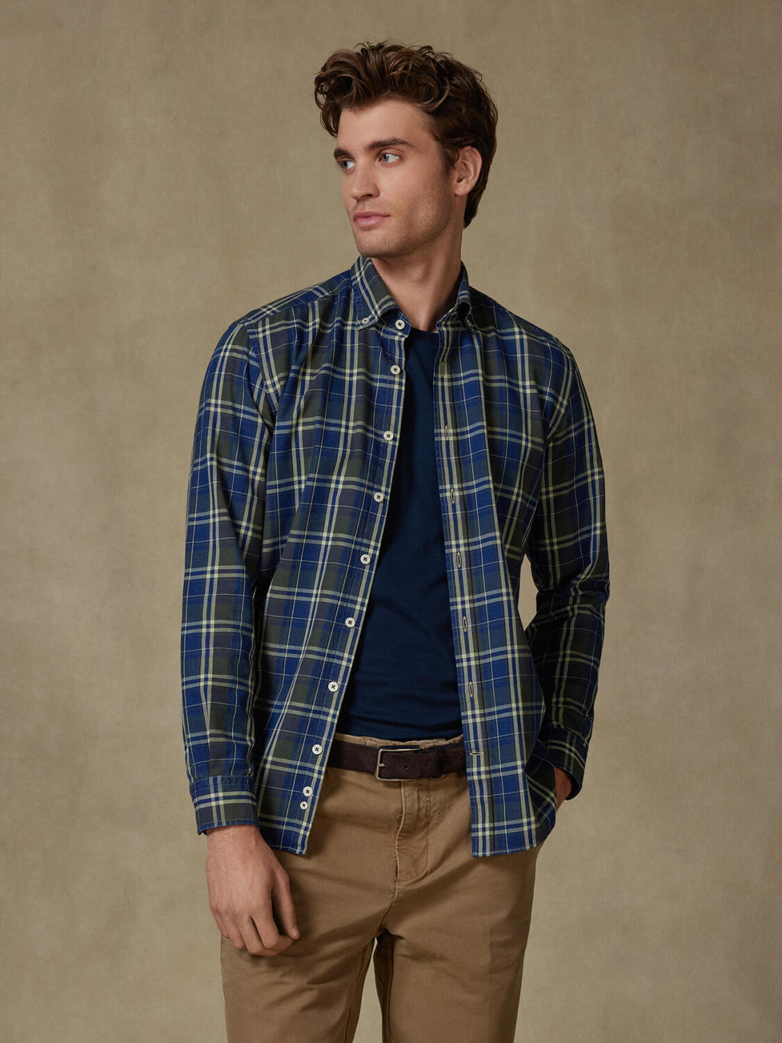 Camicia slim fit Boxy in indigo - Cuello button-down