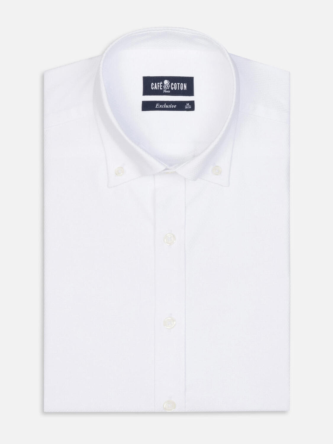 Brien white twill slim fit shirt - Button down collar