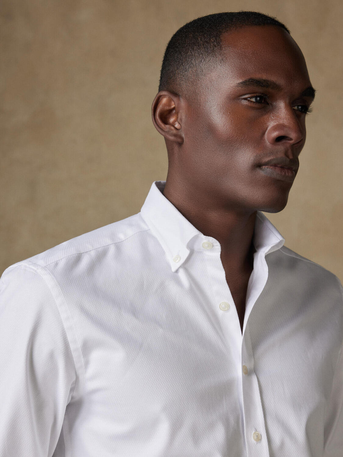 Brien white twill slim fit shirt - Button down collar
