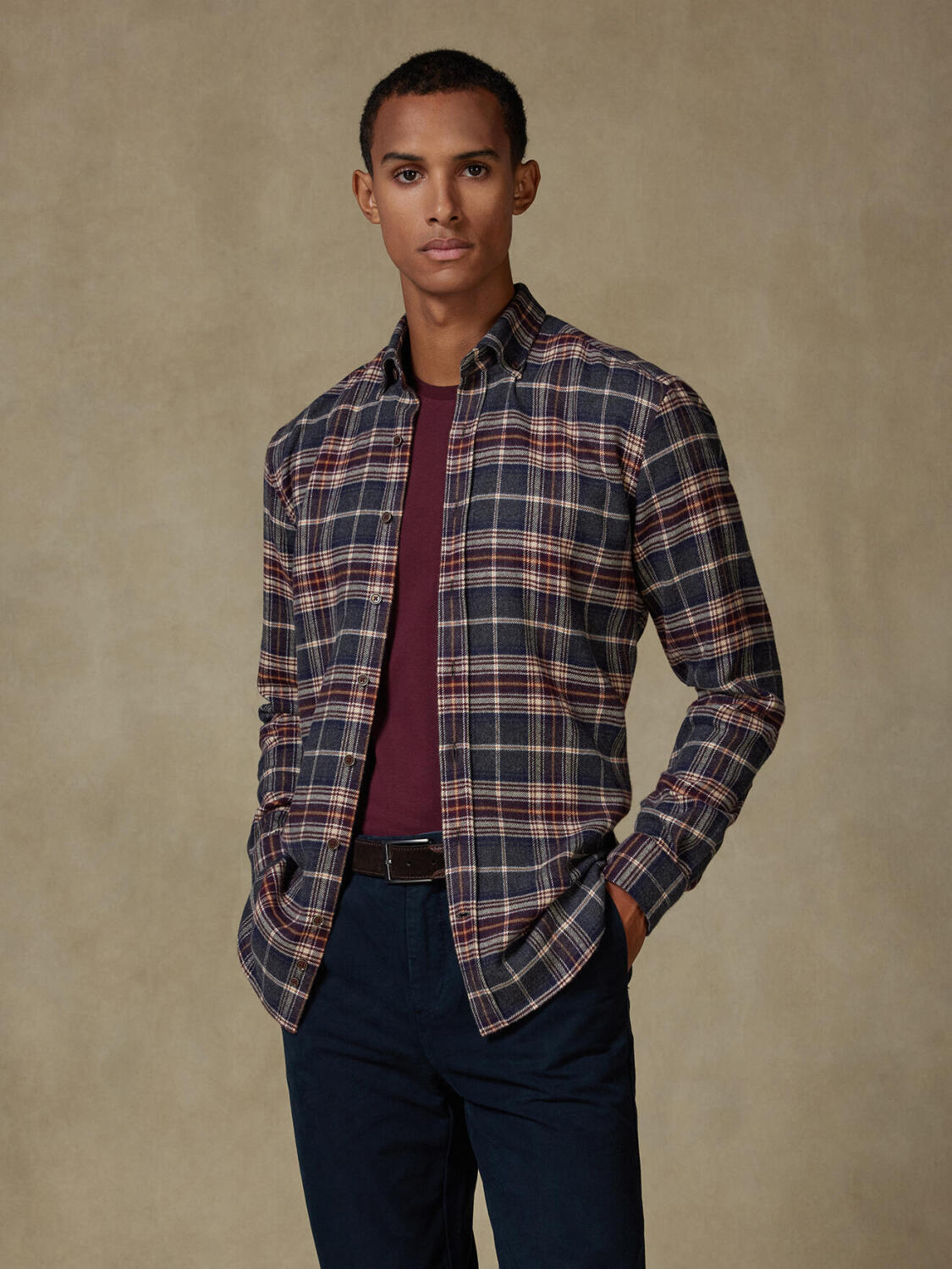 Chemise cintrée Cadell en flanelle - Col boutonné