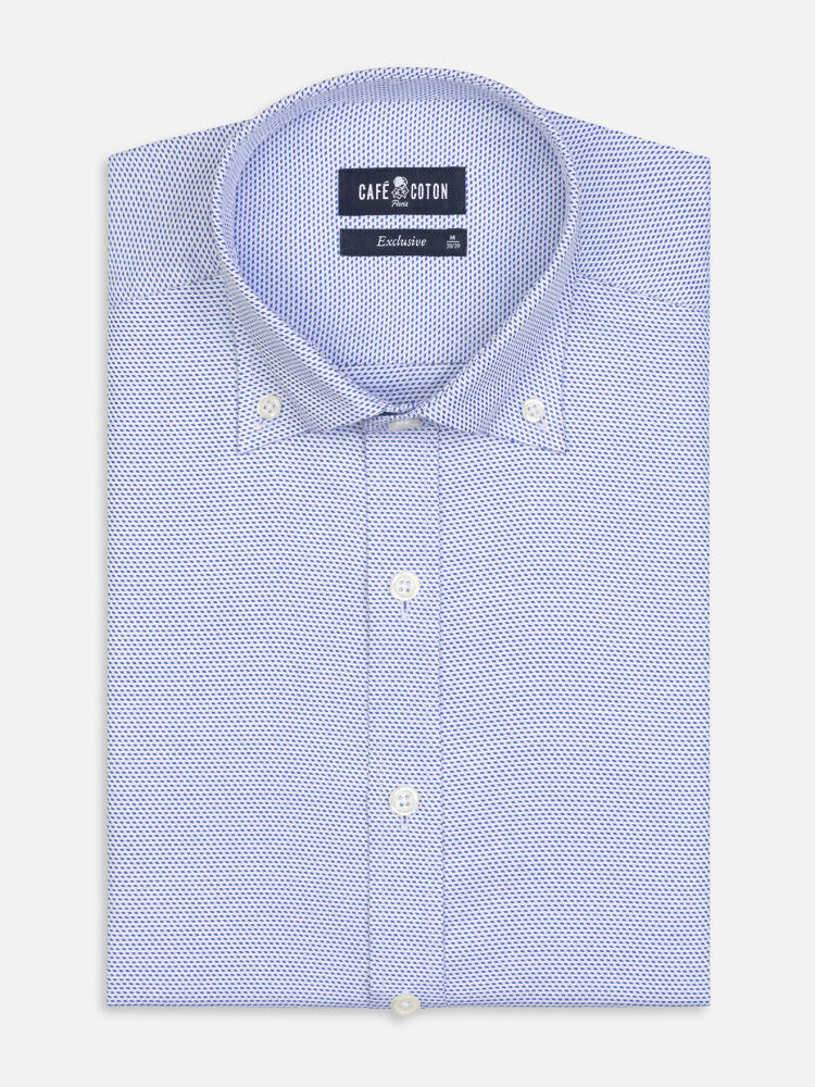 Camicia slim fit slim fit Caleb in twill blu - Con buttoncini