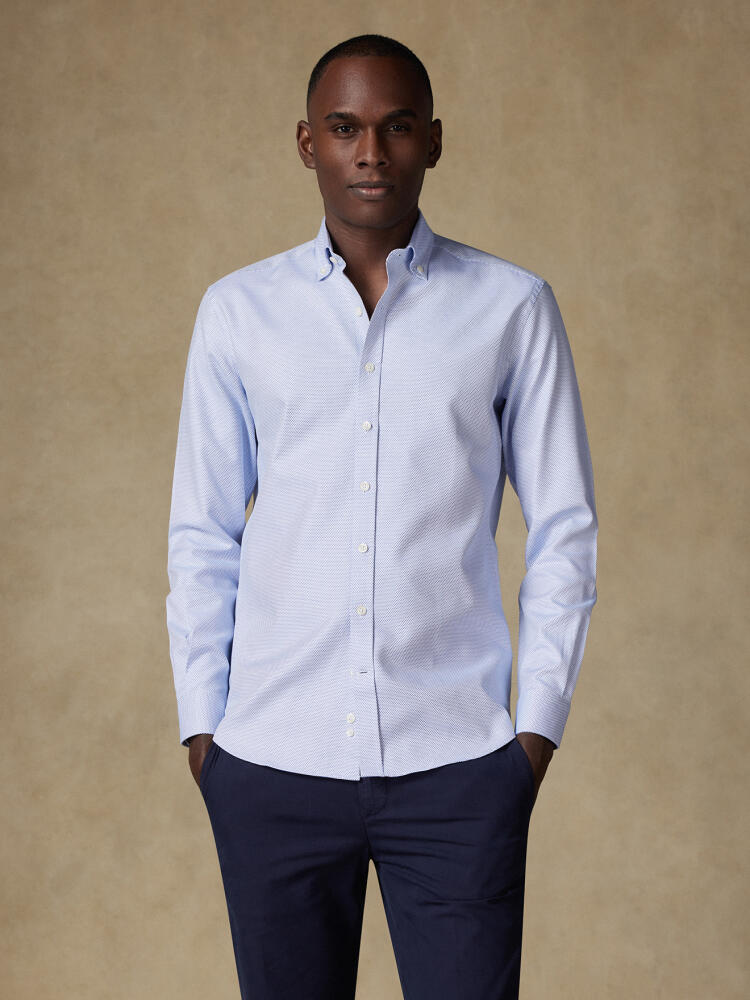 Camicia slim fit slim fit Caleb in twill blu - Con buttoncini