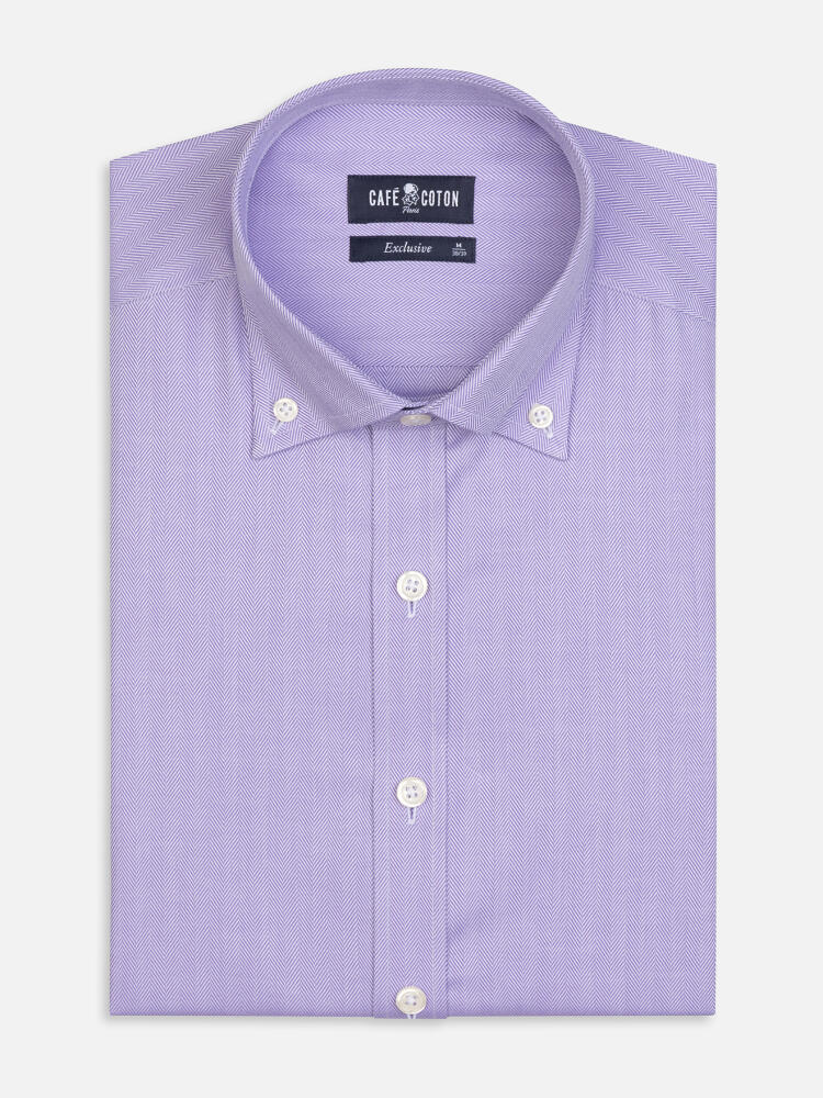 Button down Herringbone slim fit shirt - Lila