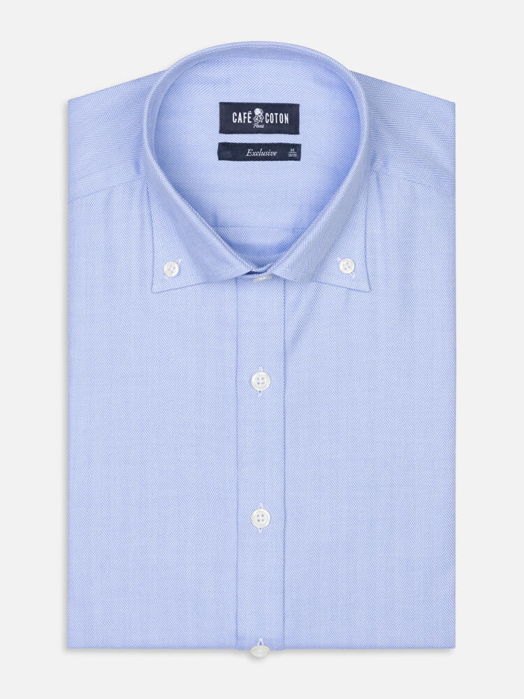 Button down Herringbone slim fit shirt - Blue sky