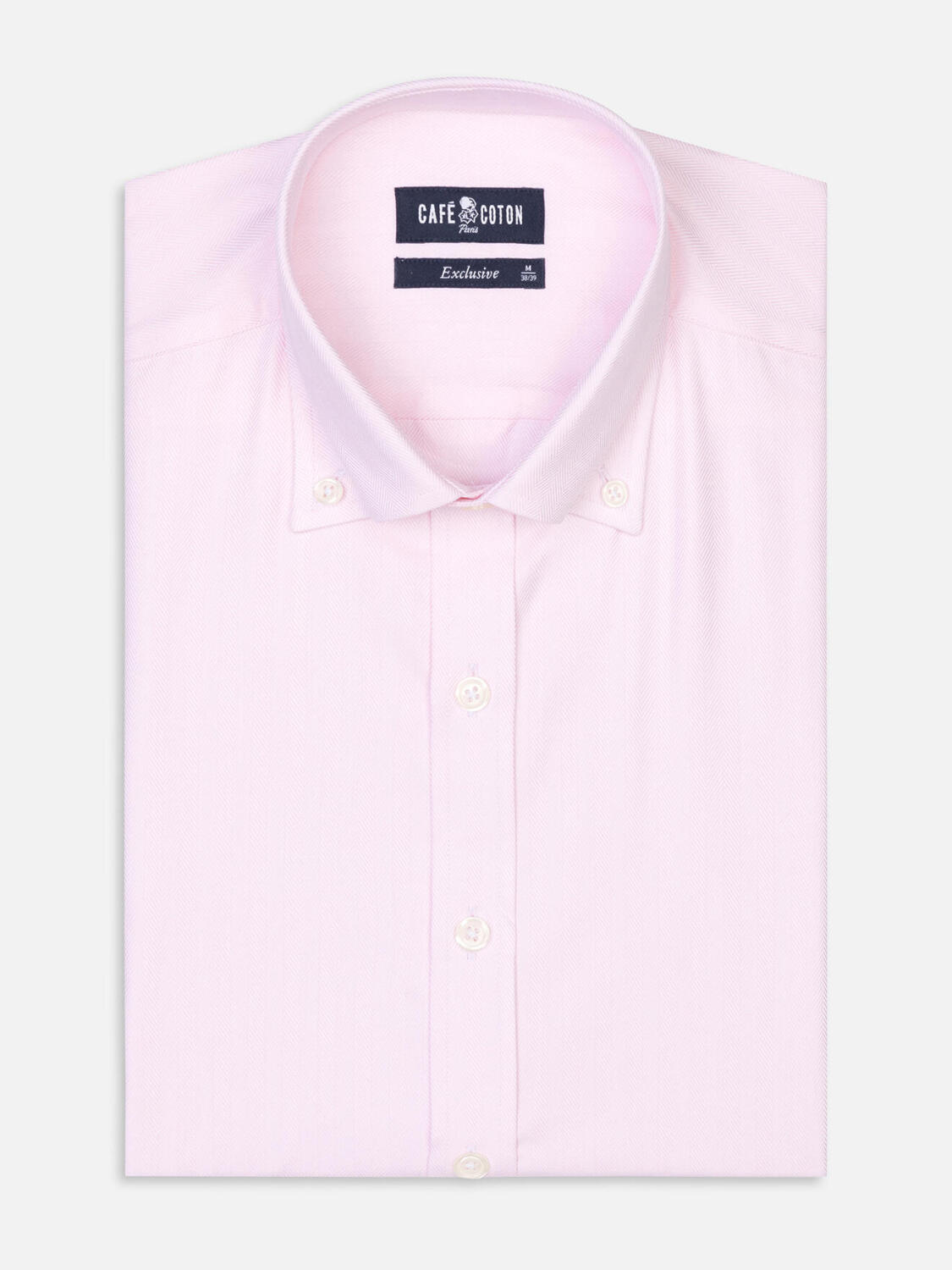 Roze visgraat overhemd - Button-down kraag