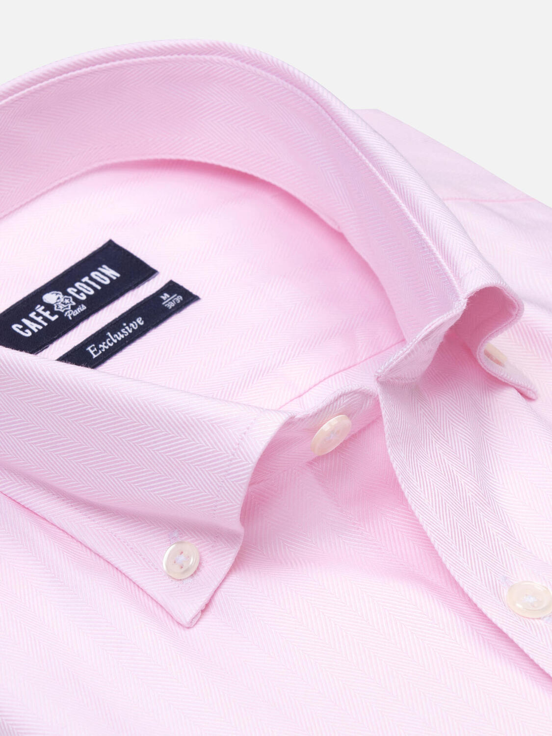 Roze visgraat overhemd - Button-down kraag