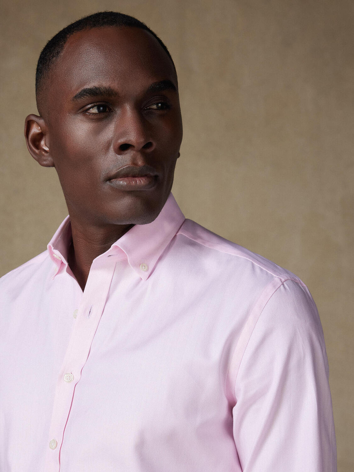 Roze visgraat overhemd - Button-down kraag