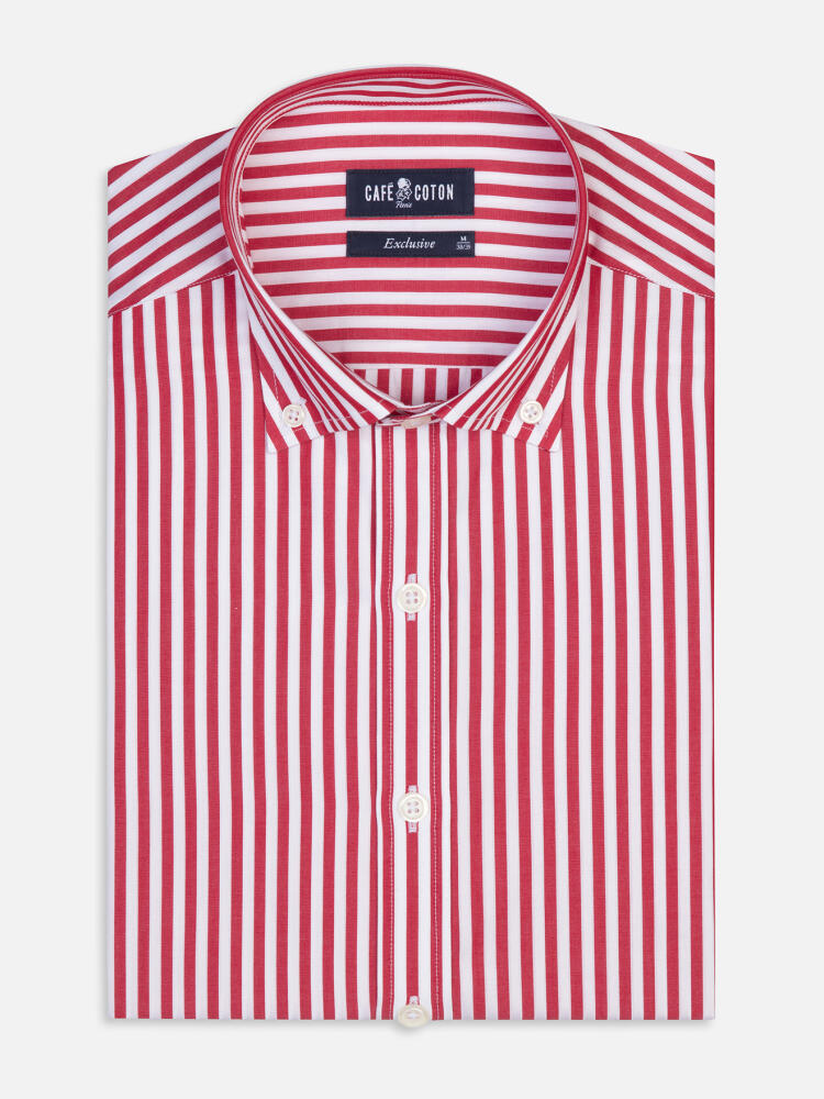 Chris slim fit shirt with red stripes   - Button down collar