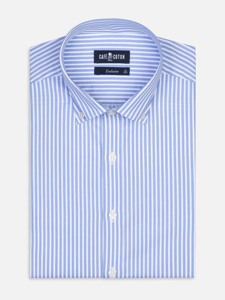 Clive Sky Stripe Slim Fit Shirt - Collo button down