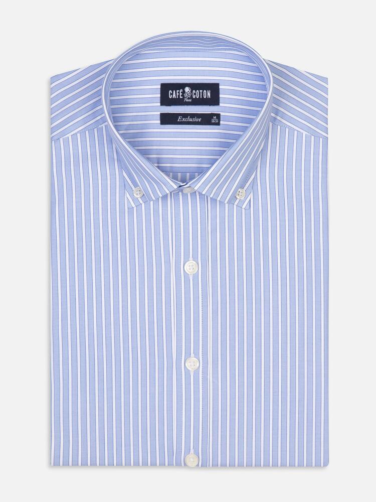 Colin sky blue striped slim fit shirt - Button-down collar