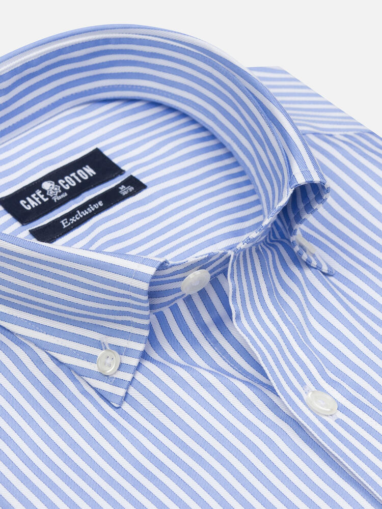 Colin Camicia slim fit a righe celesti  - Colletto abbottonato