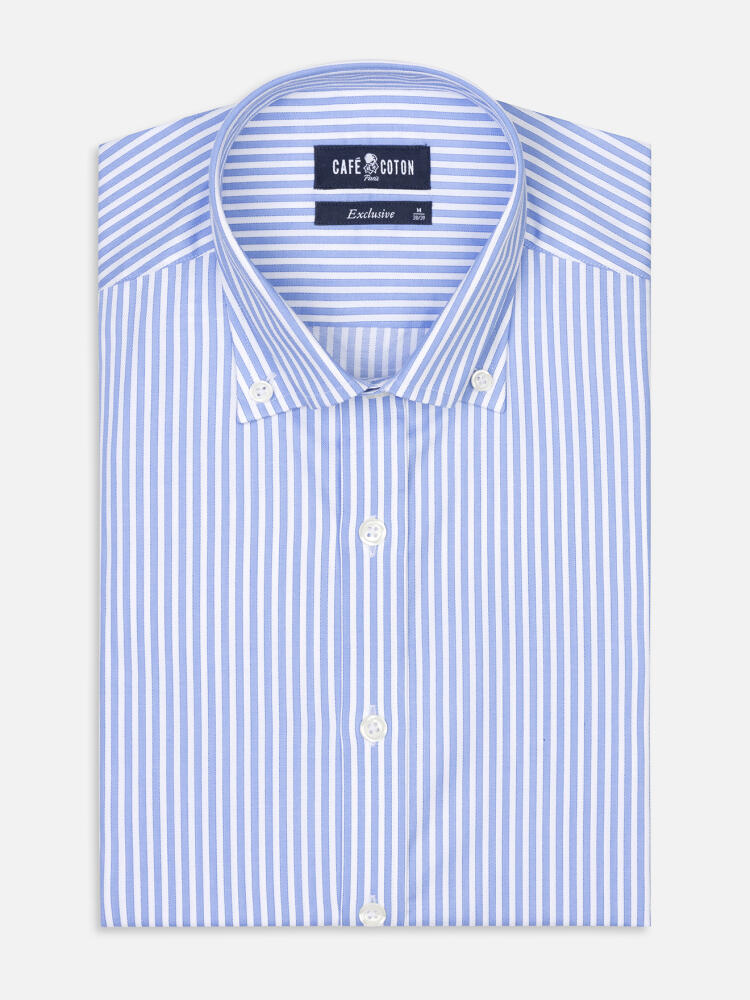 Colin sky blue stripe slim fit shirt - Buttoned down collar